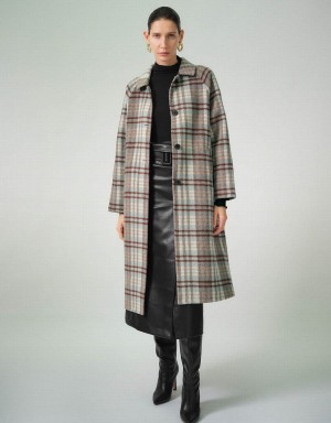 Abrigos Urban Revivo Plaid Directo Checkered Mujer Azules | IWR6491UQ