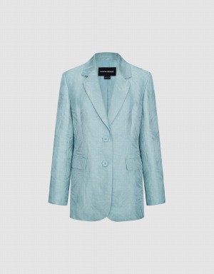 Blazers Urban Revivo Pritned Notch Lapel Mujer Azules | KDI715BH