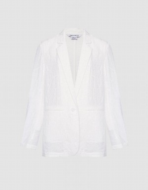 Blazers Urban Revivo Textured Single Breasted Mujer Blancos | NOP2132GH