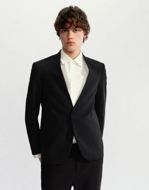Blazers Urban Revivo V-Neck Directo Hombre Negros | YZH5988ZL