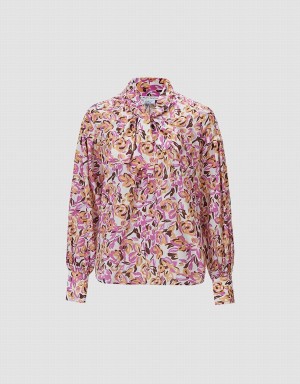 Blusa Urban Revivo Bow Detail Floral Mujer Morados | LDG2497SP