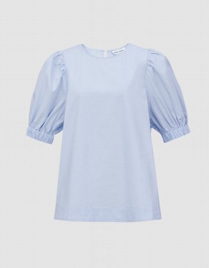 Blusa Urban Revivo Plain Puff Sleeve Mujer Azules | TBS424AP