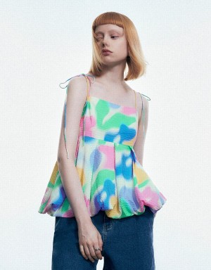 Blusa Urban Revivo Printed Off-Shoulder Cami Mujer Multicolor | MFS9348IM