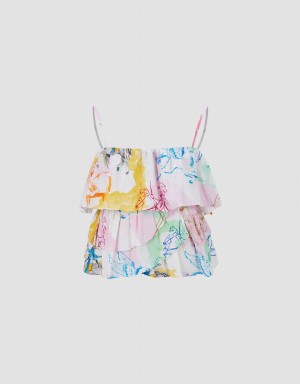 Blusa Urban Revivo Printed Ruffle Cami Top Mujer Multicolor | QZN5252CA