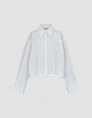 Camisas Urban Revivo Button Up Balloon Mujer Blancos | EYD3736IB