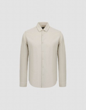 Camisas Urban Revivo Button Up Directo Hombre Kaki | AGP8137RS