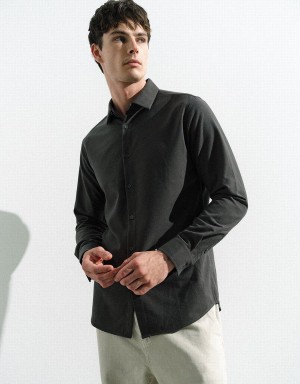 Camisas Urban Revivo Button Up Directo Hombre Verdes | BXV5018AV