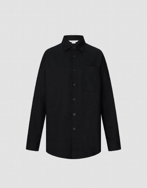 Camisas Urban Revivo Button Up Oversized Hombre Negros | KDY3076UT