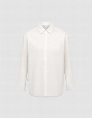 Camisas Urban Revivo Button Up Oversized Hombre Blancos | PMK6523CI