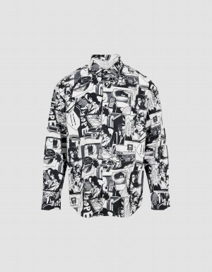 Camisas Urban Revivo Comic Printed Loose Hombre Grises | CDG726SF