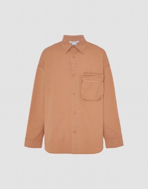 Camisas Urban Revivo Directo Oversized Hombre Naranjas | TAC453EI