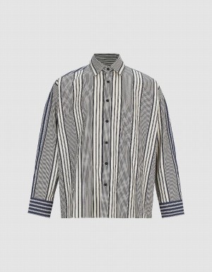 Camisas Urban Revivo Dolman Sleeve A Rayas Loose Hombre Negros | VPR2219GE