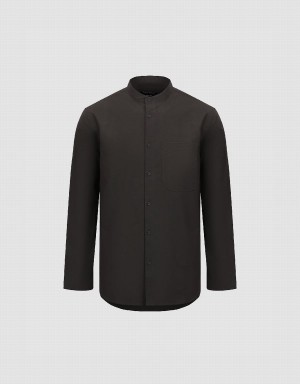Camisas Urban Revivo Standard Sleeve A-Line Hombre Grises Oscuro | AZK9880UP