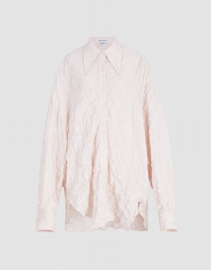 Camisas Urban Revivo Textured Long Sleeve Mujer Rosas | XCR2168ZJ