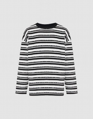 Camiseta Urban Revivo A Rayas Crew Neck Hombre Blancos | HRI4357BI
