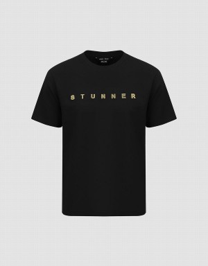 Camiseta Urban Revivo Crew Neck Directo Hombre Negros | NQB770SC