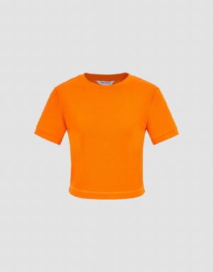 Camiseta Urban Revivo Crew Neck Flaco Mujer Naranjas | YDG4238LX