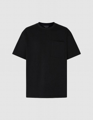 Camiseta Urban Revivo Directo Crew Neck Hombre Negros | RQN659MQ