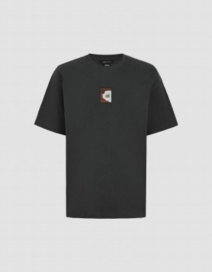 Camiseta Urban Revivo Drop Shoulder Sleeve Crew Neck Hombre Grises Oscuro | YDX916DN