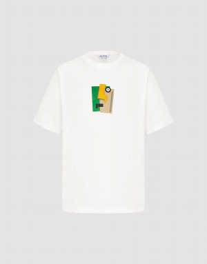 Camiseta Urban Revivo Printed Crew Neck Hombre Blancos | PFP2816EI