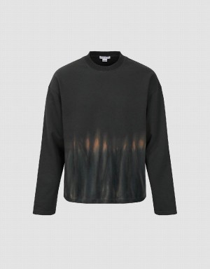 Camiseta Urban Revivo Printed Crew Neck Loose Hombre Grises Oscuro | ZMJ1516IY