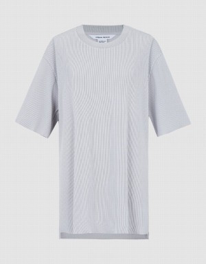 Camiseta Urban Revivo Slit Hem Textured Mujer Grises Claro | XEC1895TH