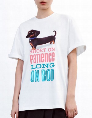 Camiseta Urban Revivo The Secret Life Of Pets Oversized Mujer Blancos | XBK5933IL