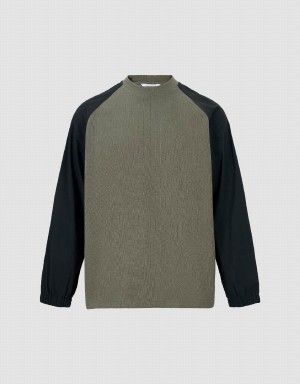 Camiseta Urban Revivo Two Toned Crew Neck De Punto Hombre Verdes | HKS1545VZ