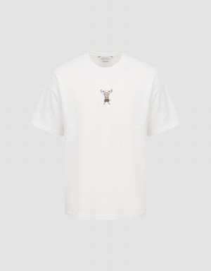 Camiseta Urban Revivo Vogue Hombre Blancos | YXZ5324ME