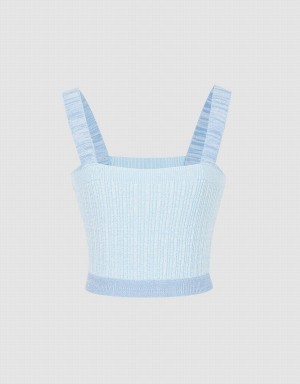 Camiseta sin Manga Urban Revivo Acanalado Knit Cami Mujer Azules | OSI1283MS