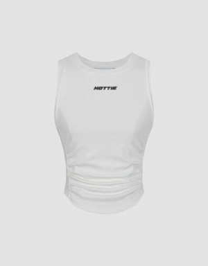Camiseta sin Manga Urban Revivo Crew Neck De Punto Mujer Blancos | ITJ1396KD