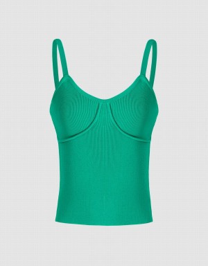 Camiseta sin Manga Urban Revivo De Punto Cami Top Mujer Verdes | KOL2721SA