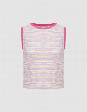 Camiseta sin Manga Urban Revivo Rainbow De Punto Mujer Rosas Multicolor | GFM9864XC