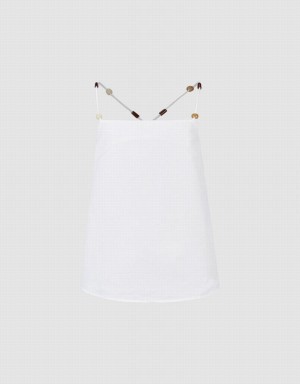 Camiseta sin Manga Urban Revivo Thin Cami Mujer Blancos | SLE3513ZM