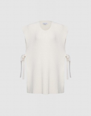 Camiseta sin Manga Urban Revivo Tie Side Mujer Blancos | RVC312JB