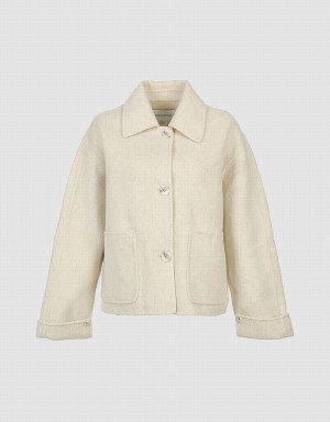 Chamarras Urban Revivo Cropped Woolen Mujer Beige | XEN9644FB