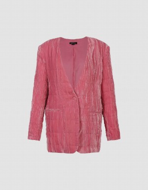 Chamarras Urban Revivo V-Neck Directo Mujer Rosas | FUT5461GG