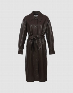 Chaquetas De Cuero Urban Revivo Faux Cuero Belted Mujer Marrom | IGM1248IO