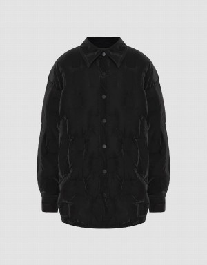 Chaquetas De Plumas Urban Revivo Pressed Button Mujer Negros | KCT146GP