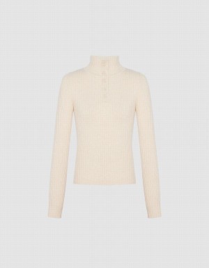 Cárdigan Urban Revivo Button Half Placket De Punto Mujer Beige | NOG6635AH