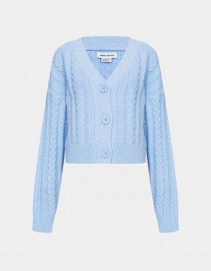 Cárdigan Urban Revivo Cable Knit Button Up Mujer Azules | GPW9571JX