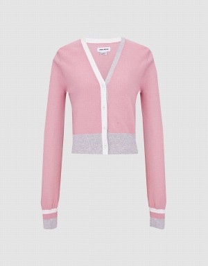 Cárdigan Urban Revivo Color Block Fitted Mujer Rosas | MKC3288UC