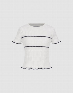 Cárdigan Urban Revivo Crew Neck De Punto Mujer Blancos | VFV4253BL