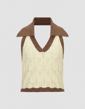 Cárdigan Urban Revivo De Punto Lapel Mujer Beige | ZPK5025ZC