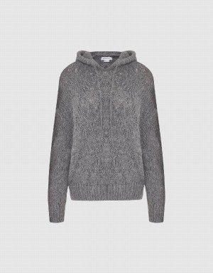Cárdigan Urban Revivo Drop Shoulder Sleeve Encapuchado De Punto Mujer Grises Claro | GSV3064CL