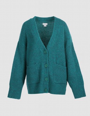 Cárdigan Urban Revivo Drop Shoulder Patched Pocket Button Up Mujer Verdes | YGG1354QT