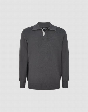 Cárdigan Urban Revivo Lapel De Punto Hombre Grises Oscuro | VAU3873SH