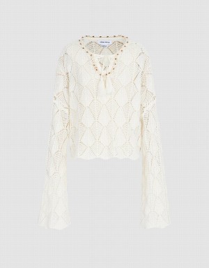 Cárdigan Urban Revivo Pointelle De Punto Top Mujer Beige | DGQ1100FO