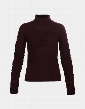 Cárdigan Urban Revivo Ruched Sleeve Fitted Knit Top Mujer Rojos | EFZ4227JG