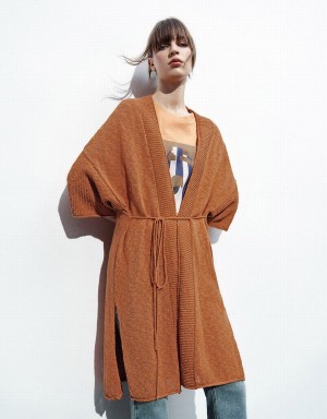 Cárdigan Urban Revivo Tie Front De Punto Mujer Naranjas | RHR6064DV
